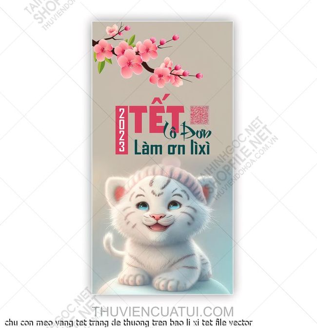 chu con meo vang tet trang de thuong tren bao li xi tet file vector